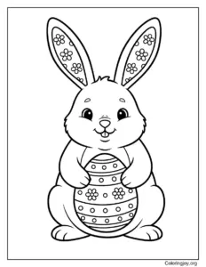 Easter Bunny Holding Egg