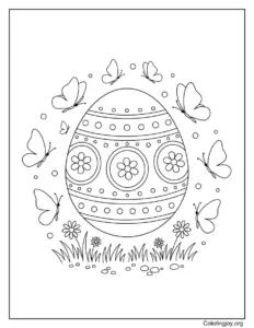 Easter Egg with Butterflies Coloring Page