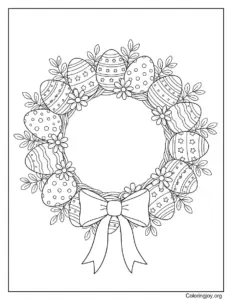 Easter Egg Wreath Coloring Page