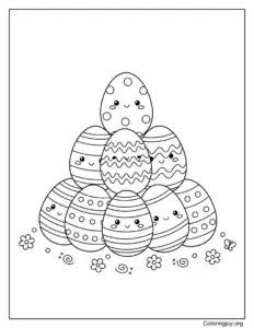 Easter eggs stacked in a pyramid