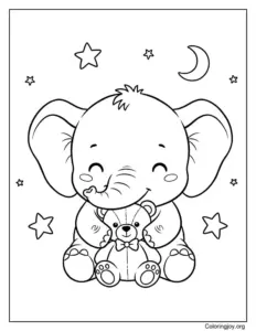 Elephant decorating a Christmas tree