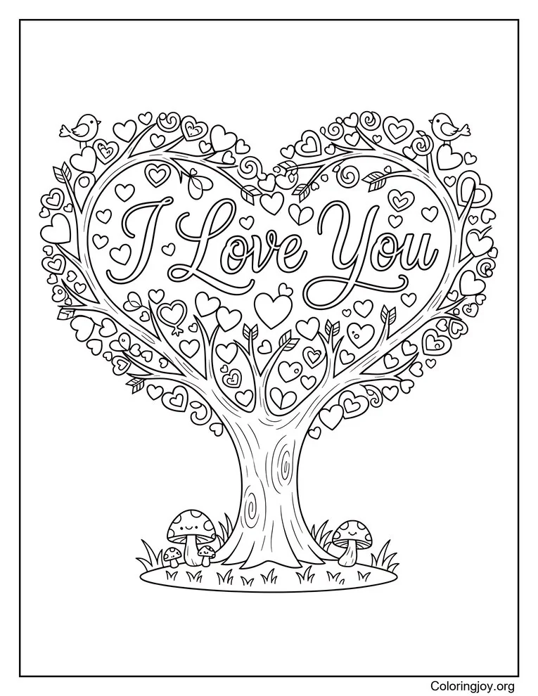 Árbol de corazón con te amo