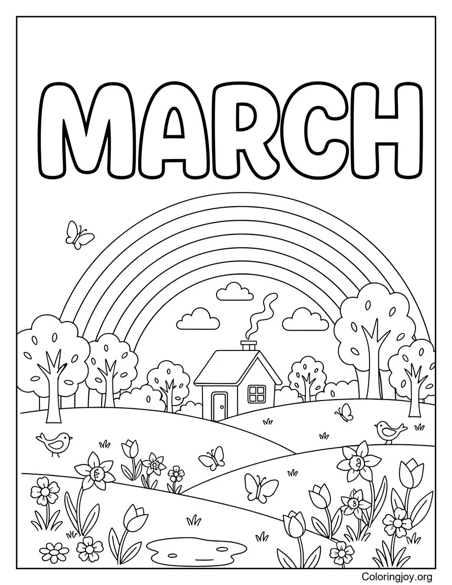 Arco iris de marzo después de una suave lluvia primaveral