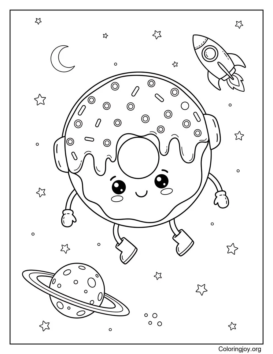 Astronauta donut flotando en el espacio