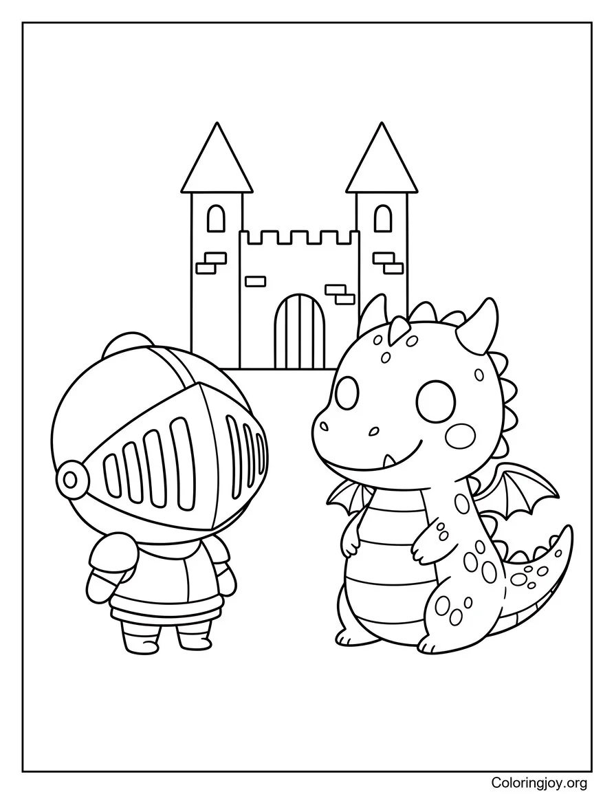 Caballero luchando contra un dragón del castillo