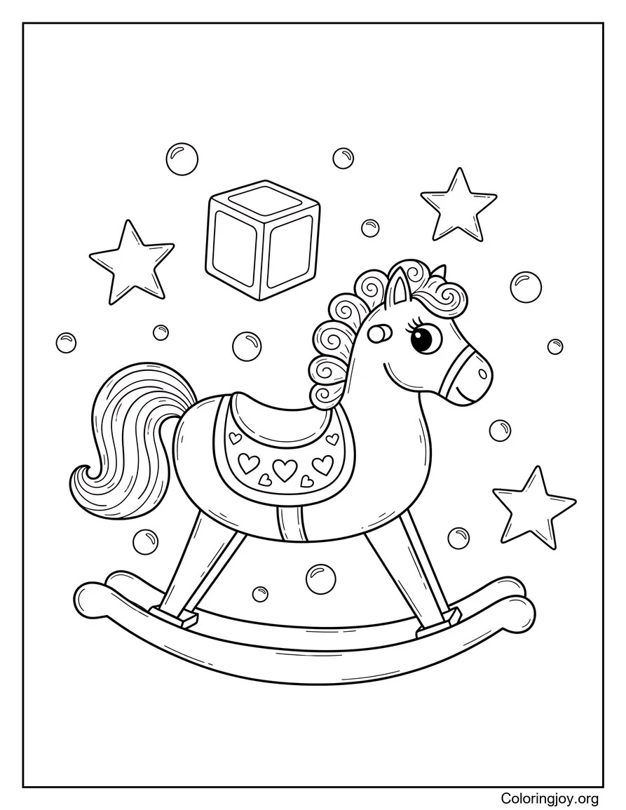 Hoja para colorear de caballo balancín clásico