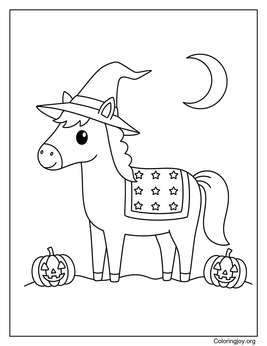 Hoja para colorear de caballos espeluznantes de Halloween