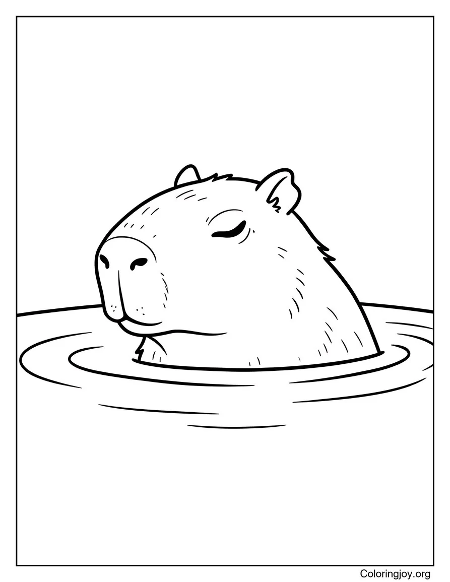 Dibujo de capibara en el río para colorear