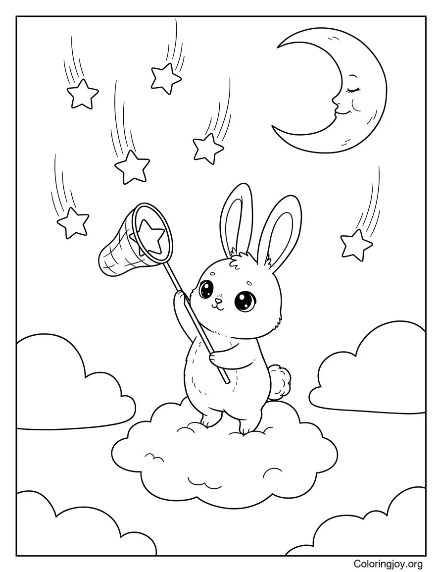 Conejito pintando huevo de Pascua