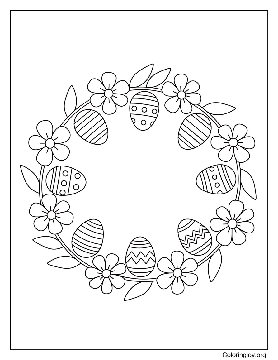 Corona floral con huevos de Pascua