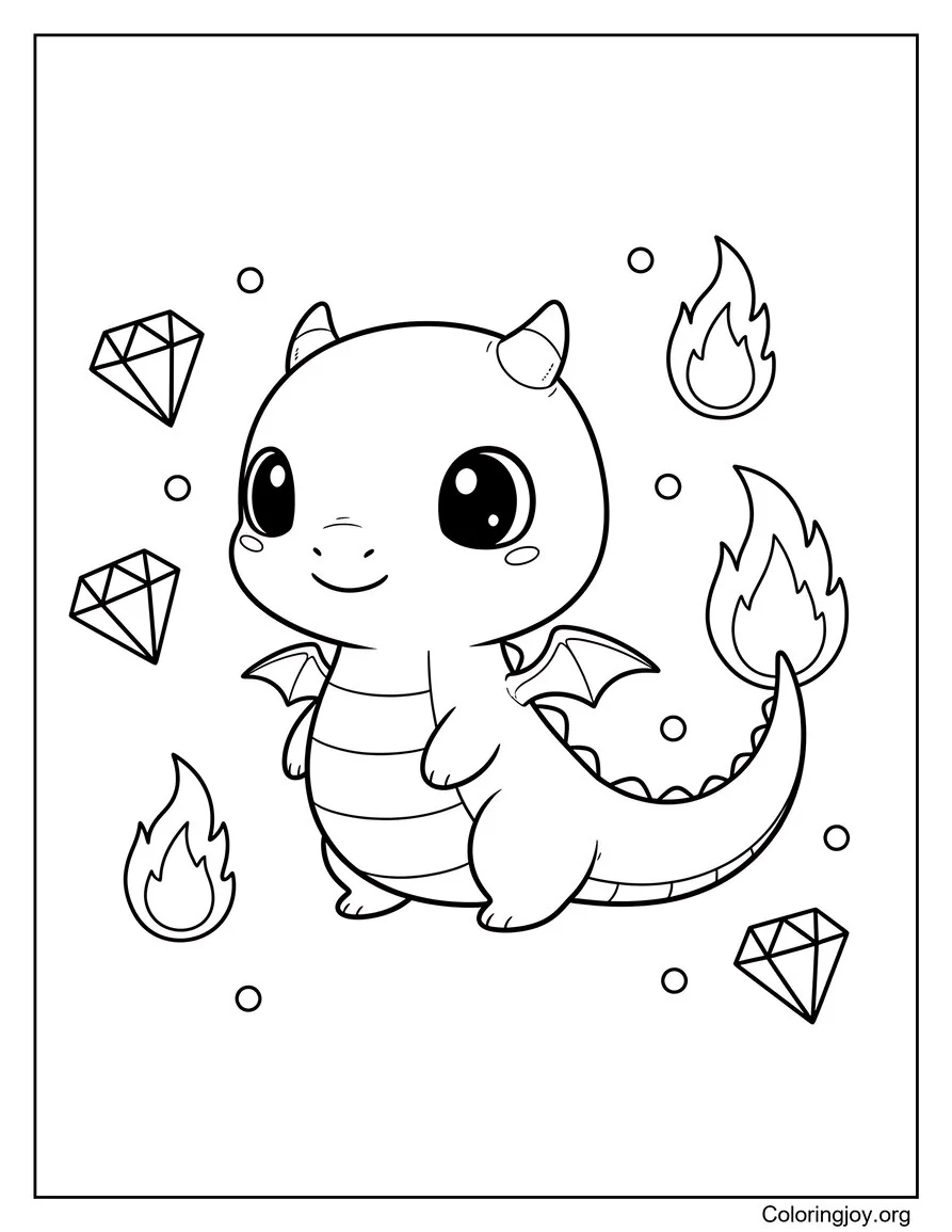 Criatura lagarto de fuego inspirada en Charizard