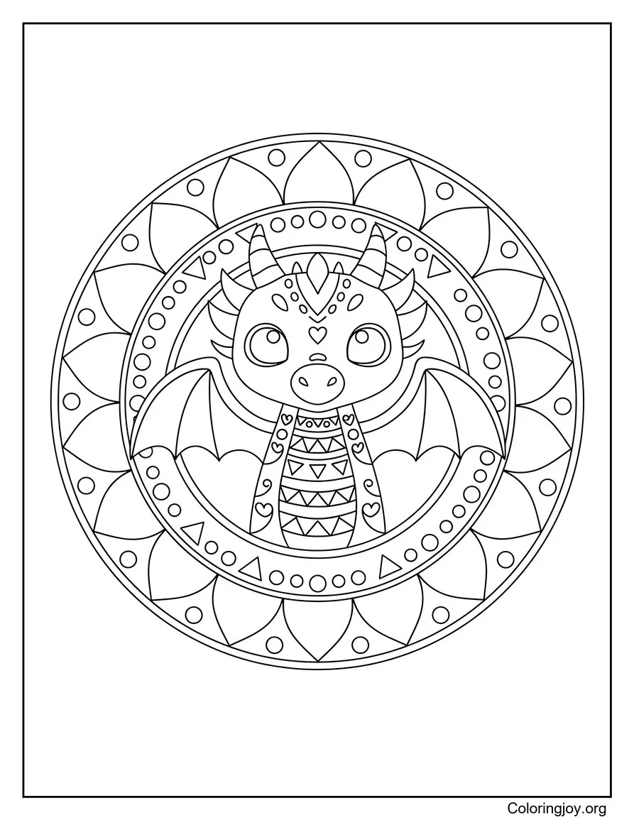 Diseño de mandala de dragón tribal