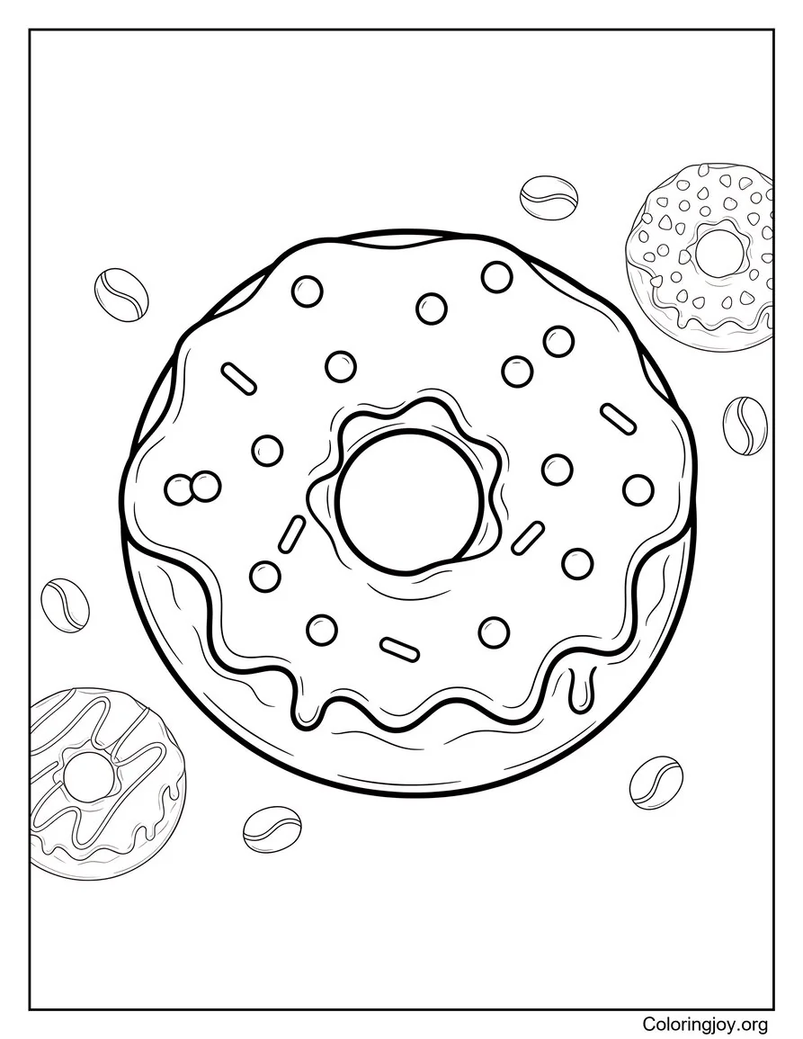 Página para colorear de donut realista