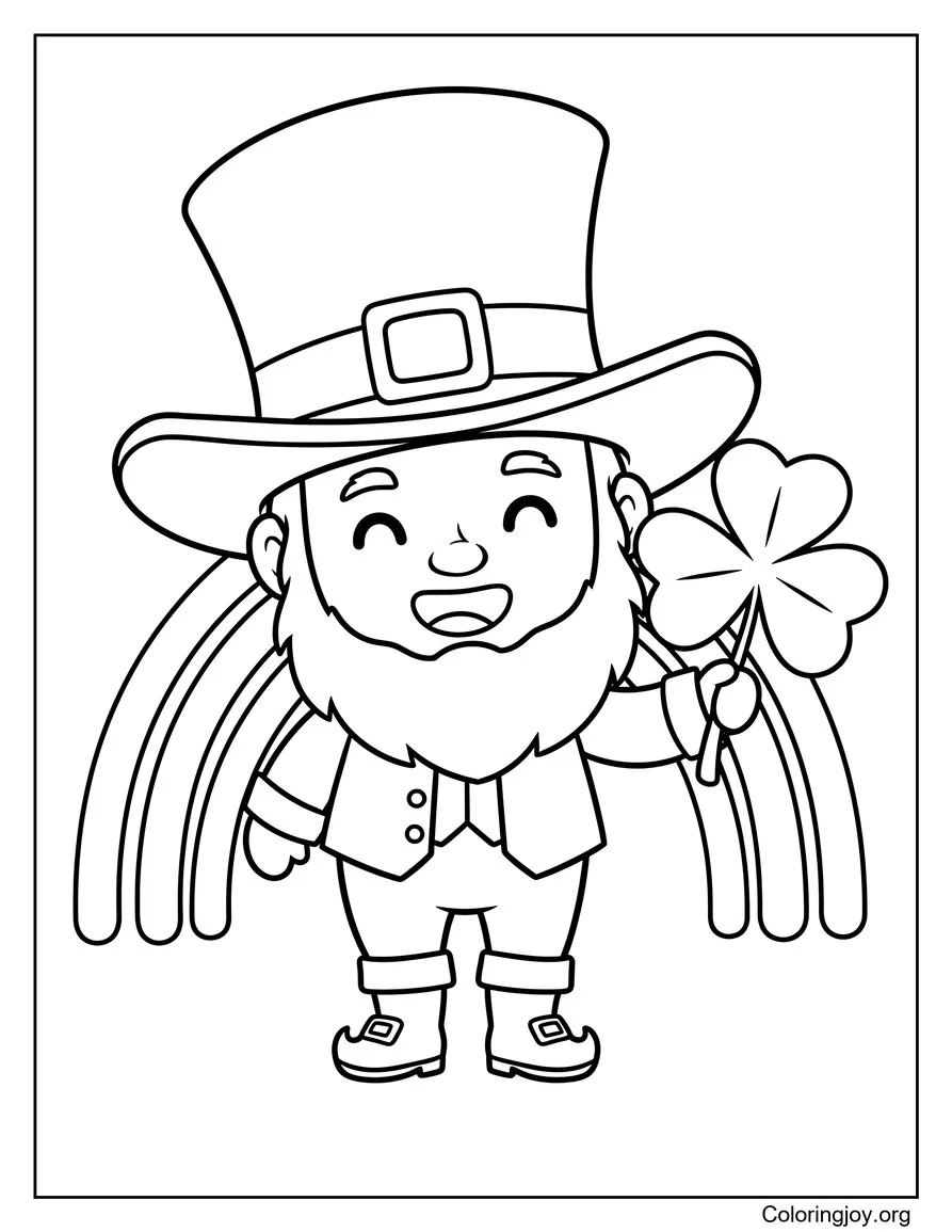 Página para colorear de Leprechaun de la suerte simple