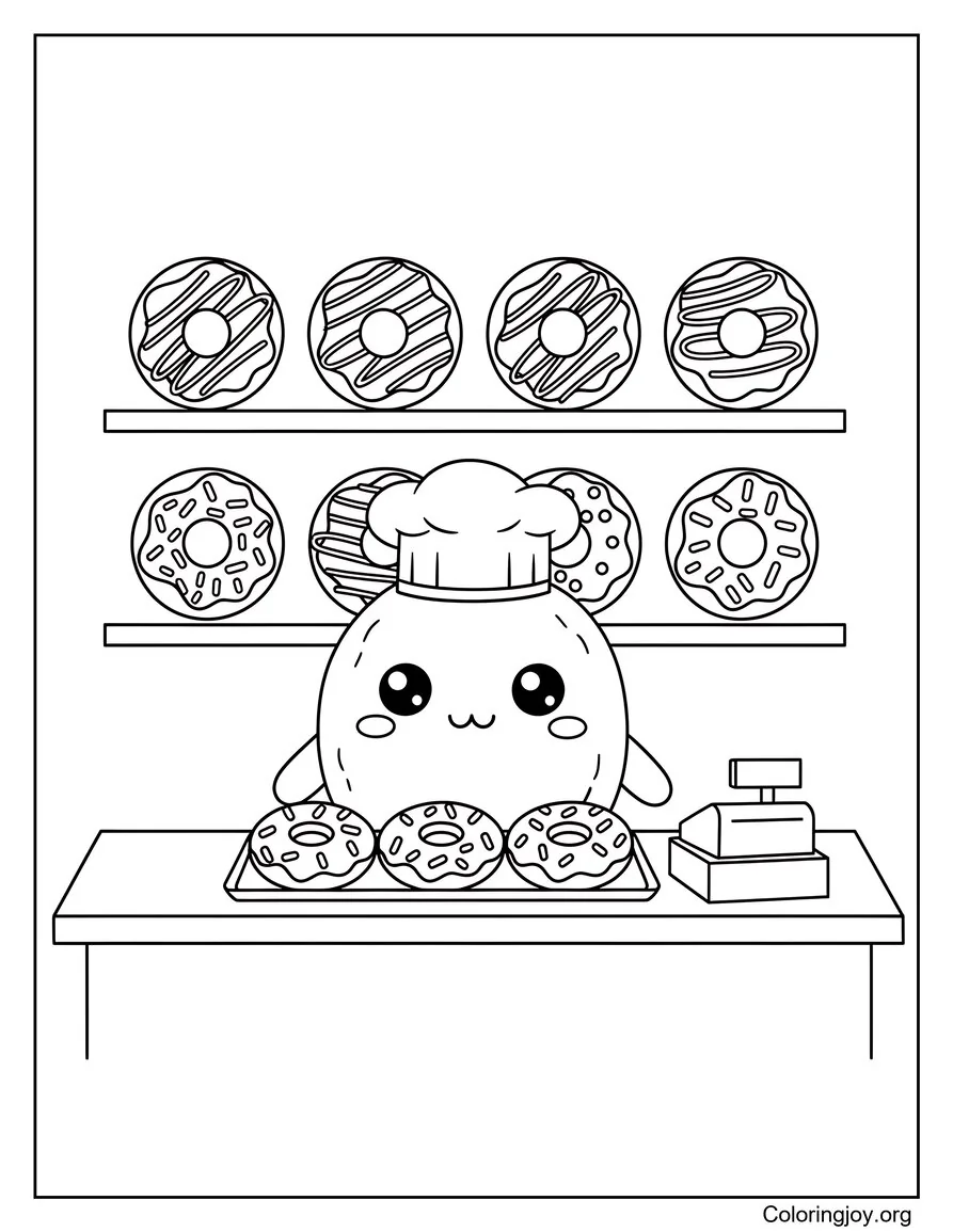 Escena de la tienda de donas