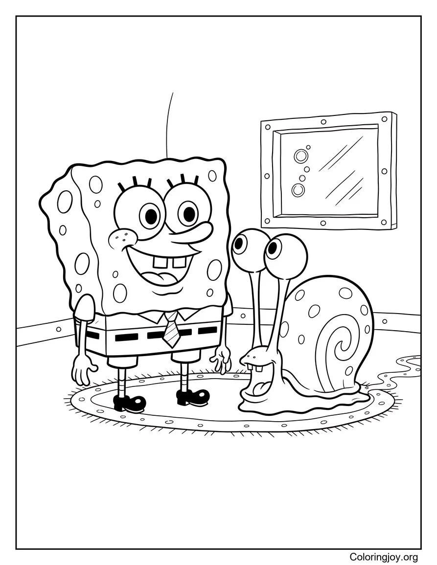 Escena de los mejores amigos de Bob Esponja y Gary