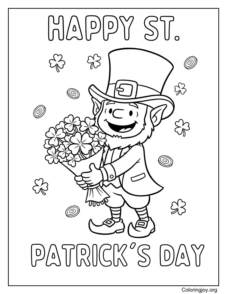 Página del Feliz Día de San Patricio para imprimir gratis y colorear