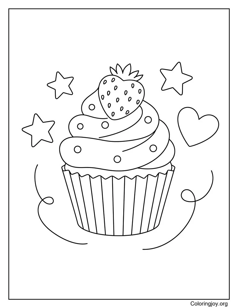 Fresa sobre un cupcake