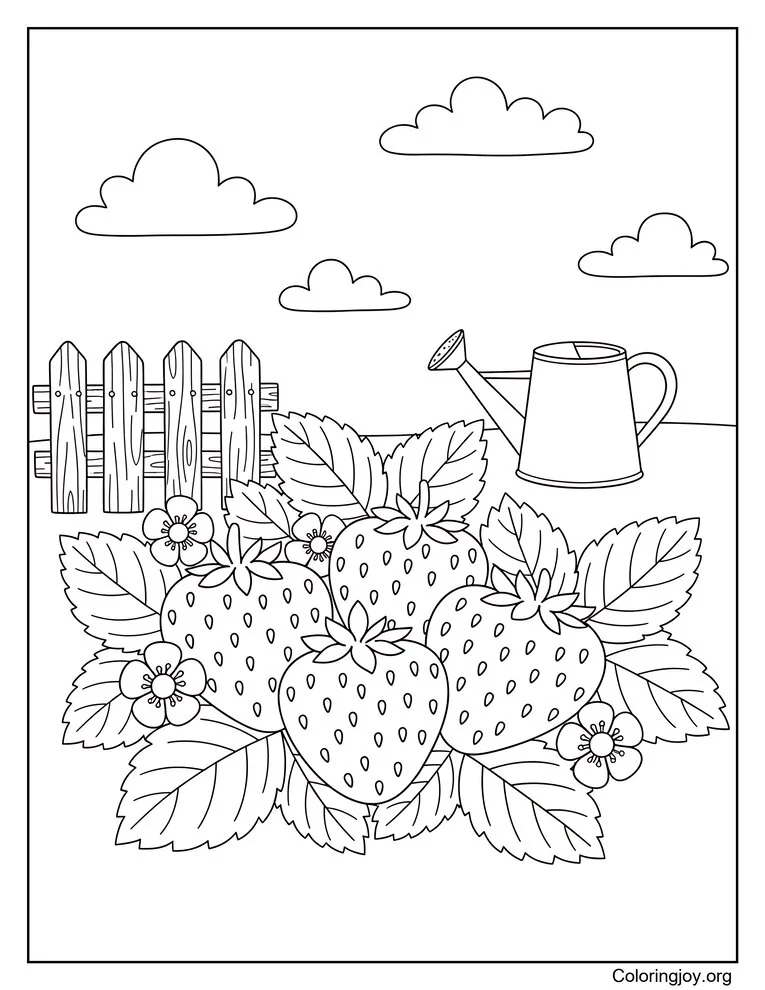 Fresas en una escena de jardín realista