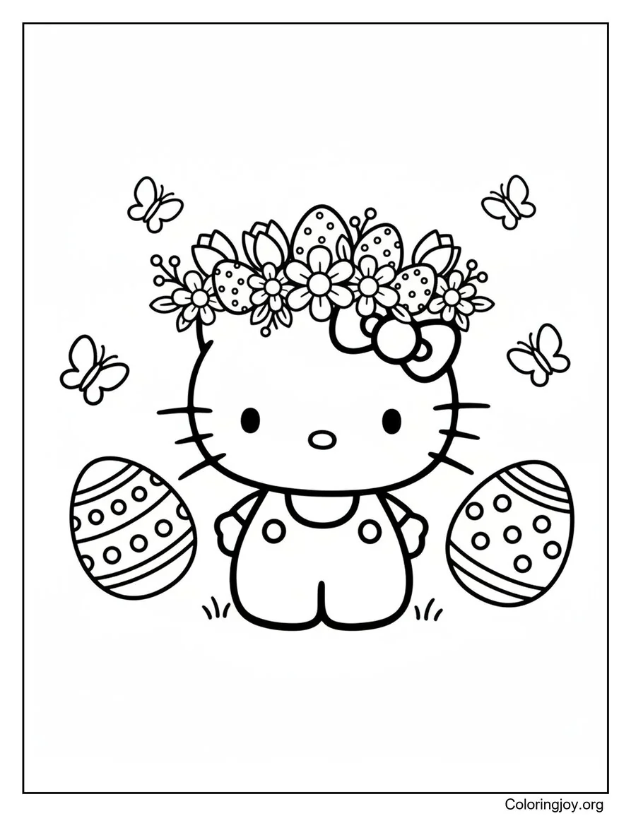 Hello kitty Corona floral de Pascua