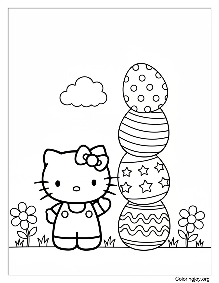 Hello kitty Pila de huevos arcoíris