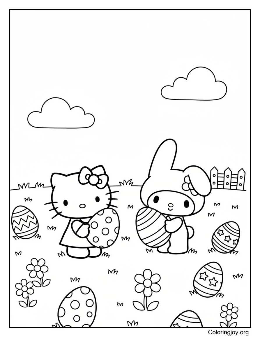 Hello kitty y My Melody esconden huevos