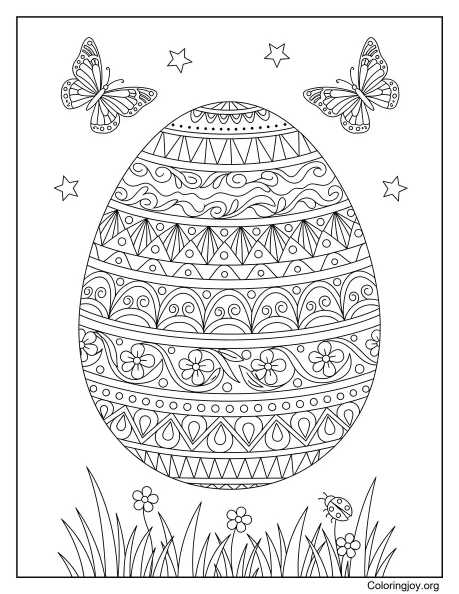 Página para colorear de huevos de Pascua estilo mosaico