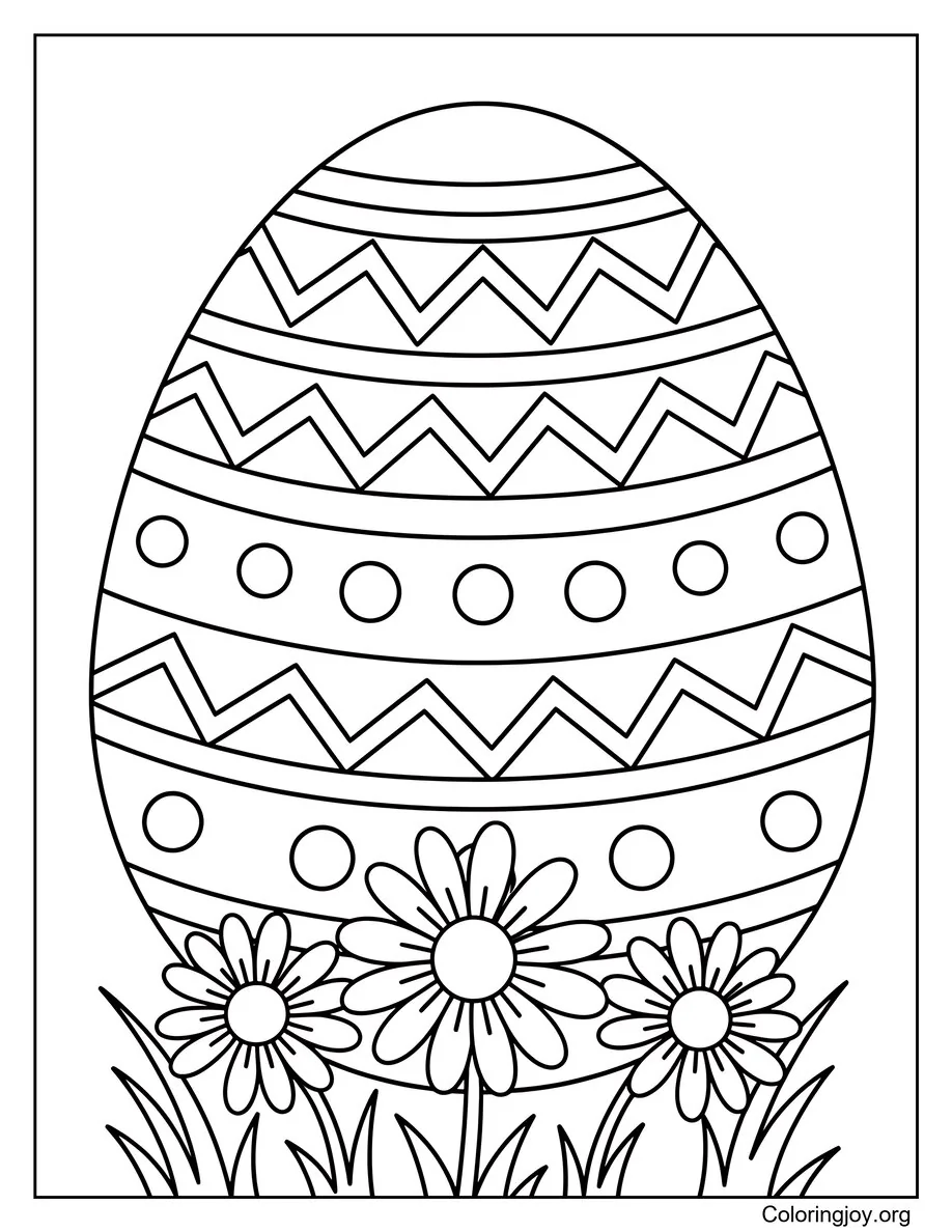 Hoja para colorear de huevos de Pascua a rayas