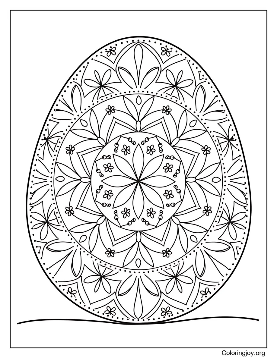 Intrincada página para colorear de huevos de Pascua con mandala para adultos