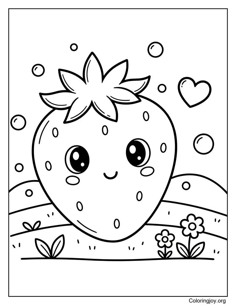 Linda fresa con un corazón diminuto