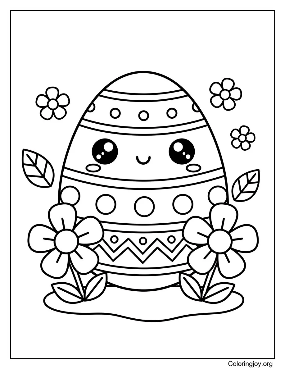 Lindo huevo de Pascua con cara sonriente