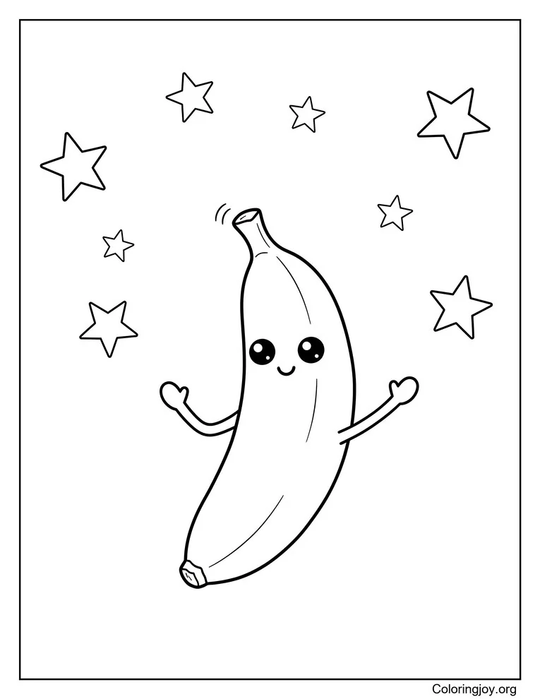 Lindo dibujo de plátano para colorear