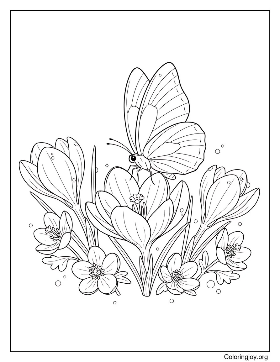 Mariposa recolecta néctar de las primeras flores