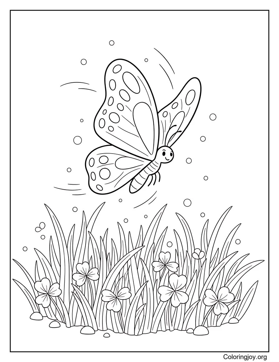 Mariposa revolotea entre la hierba fresca