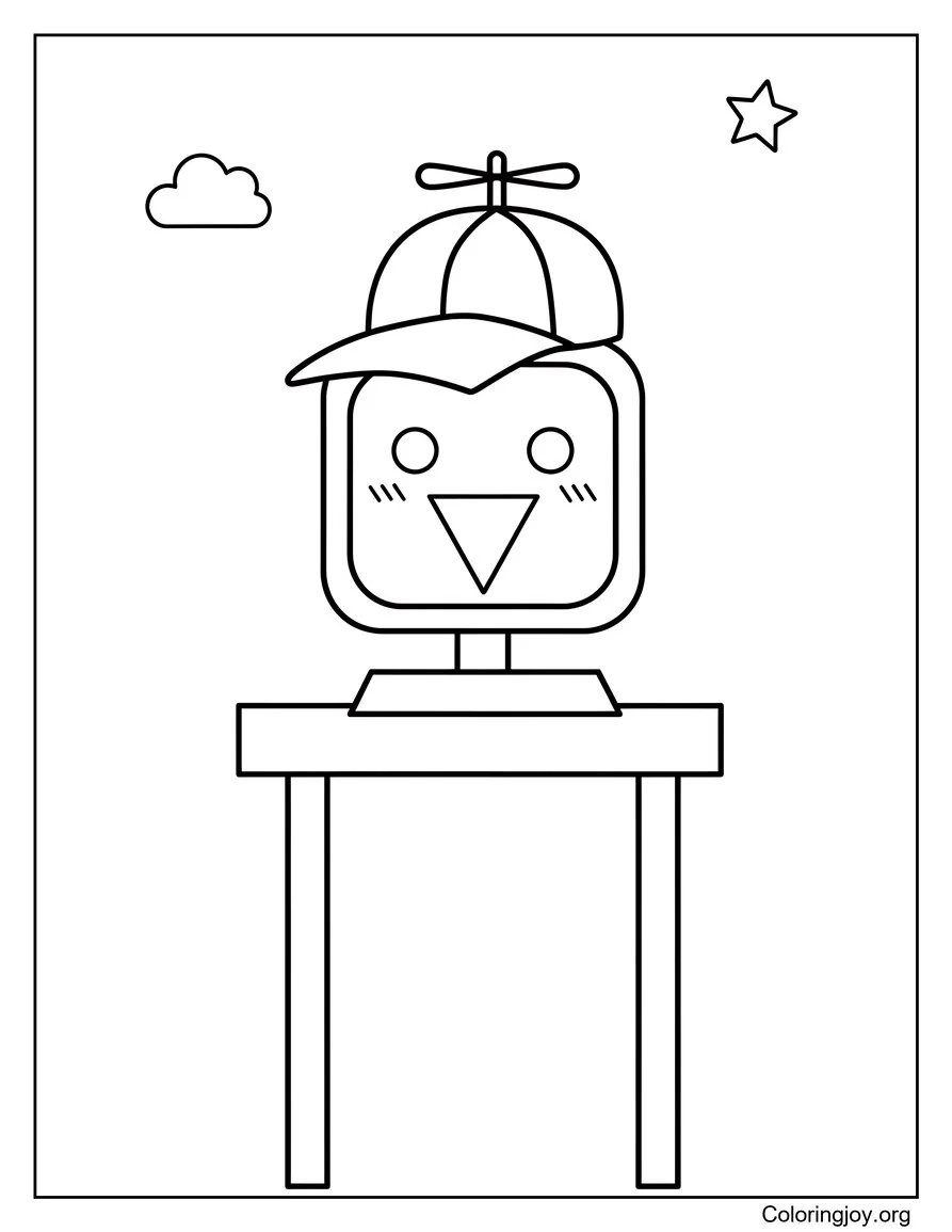 Página para colorear de escena simple de Mr Fun Computers