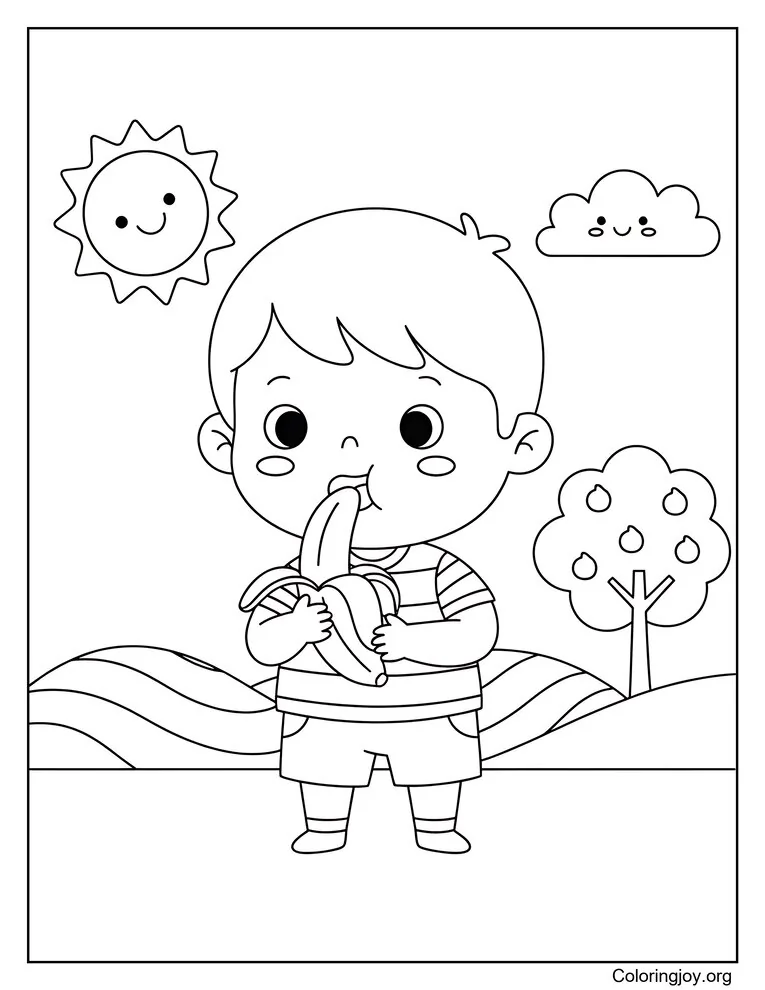 Niño comiendo plátano