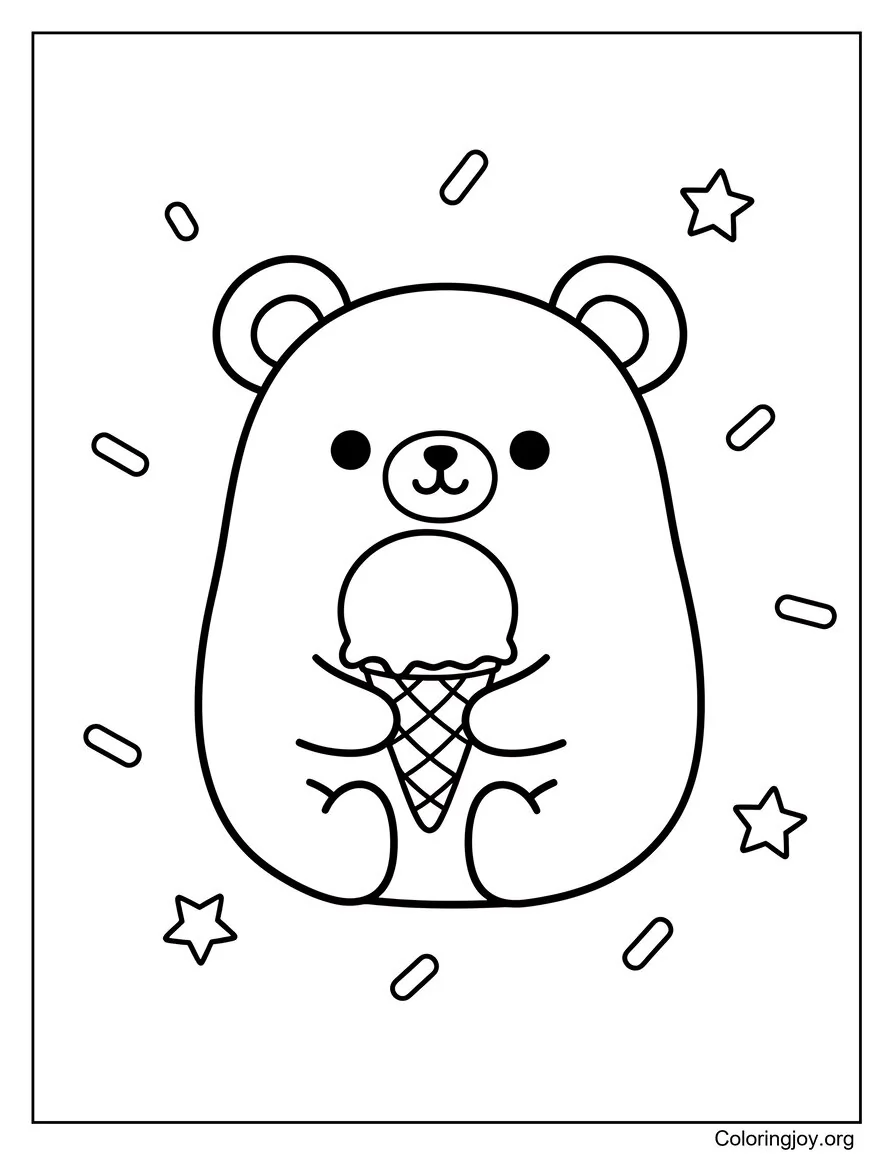 Oso Kawaii con Cono de Helado