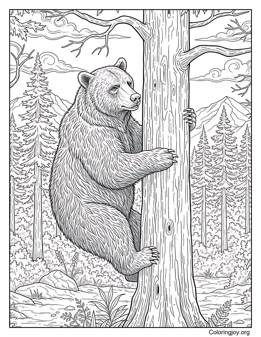 Oso Pardo Realista De Pie En El Valle De La Montaña