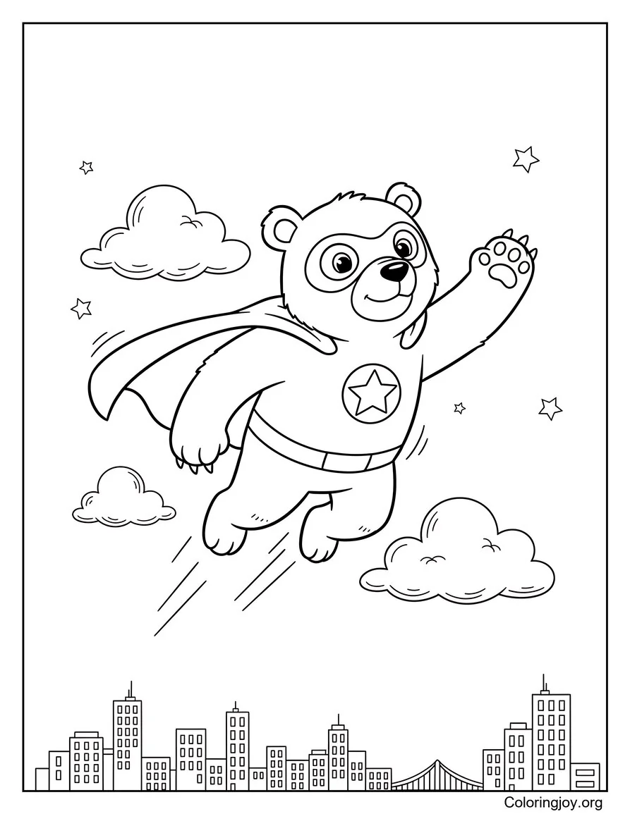 Oso superhéroe volando