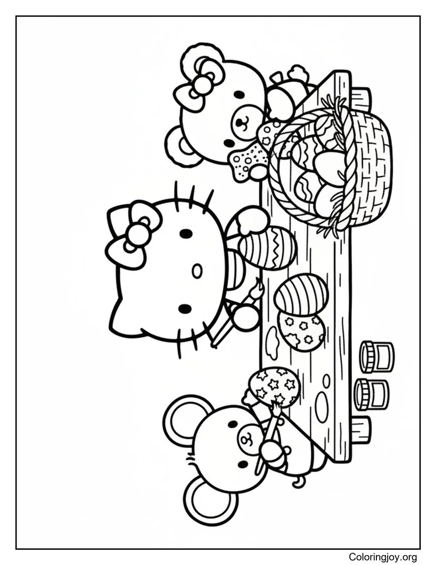 Pequeños amigos pintando huevos