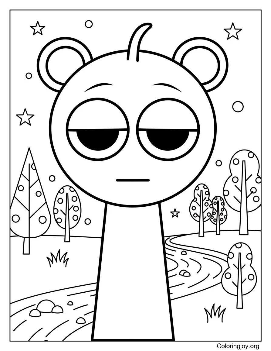 Página para colorear de personaje azul cielo