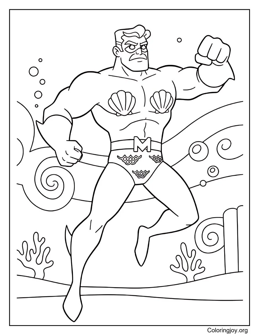 Pose de superhéroe del hombre sirena