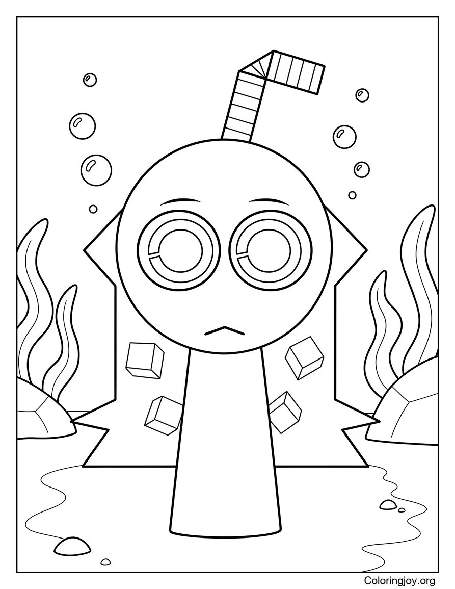 Sprunki Página para colorear Aqua