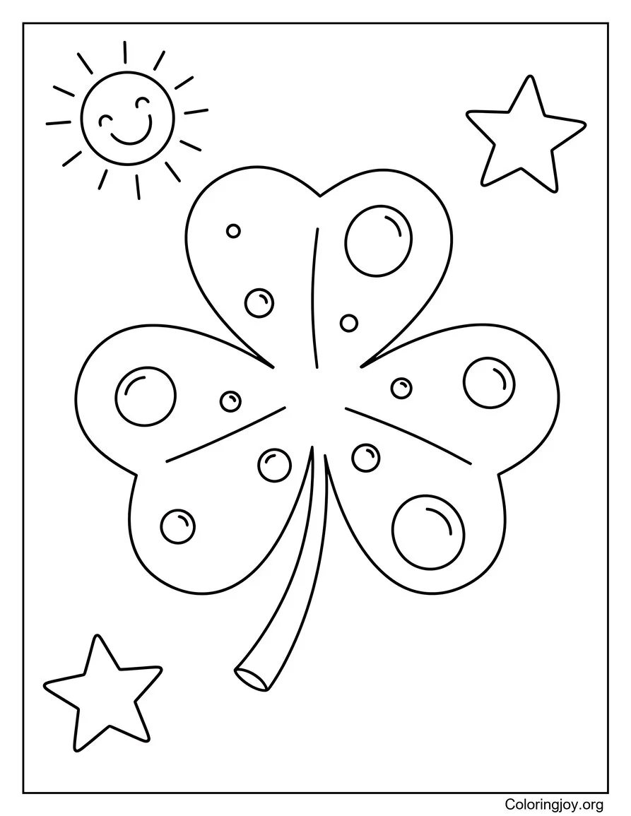 Página para colorear de trébol simple para imprimir gratis