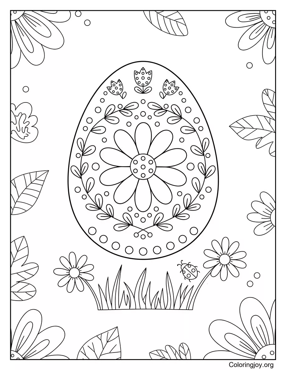 Easter Egg Hunt Scene Coloring Page