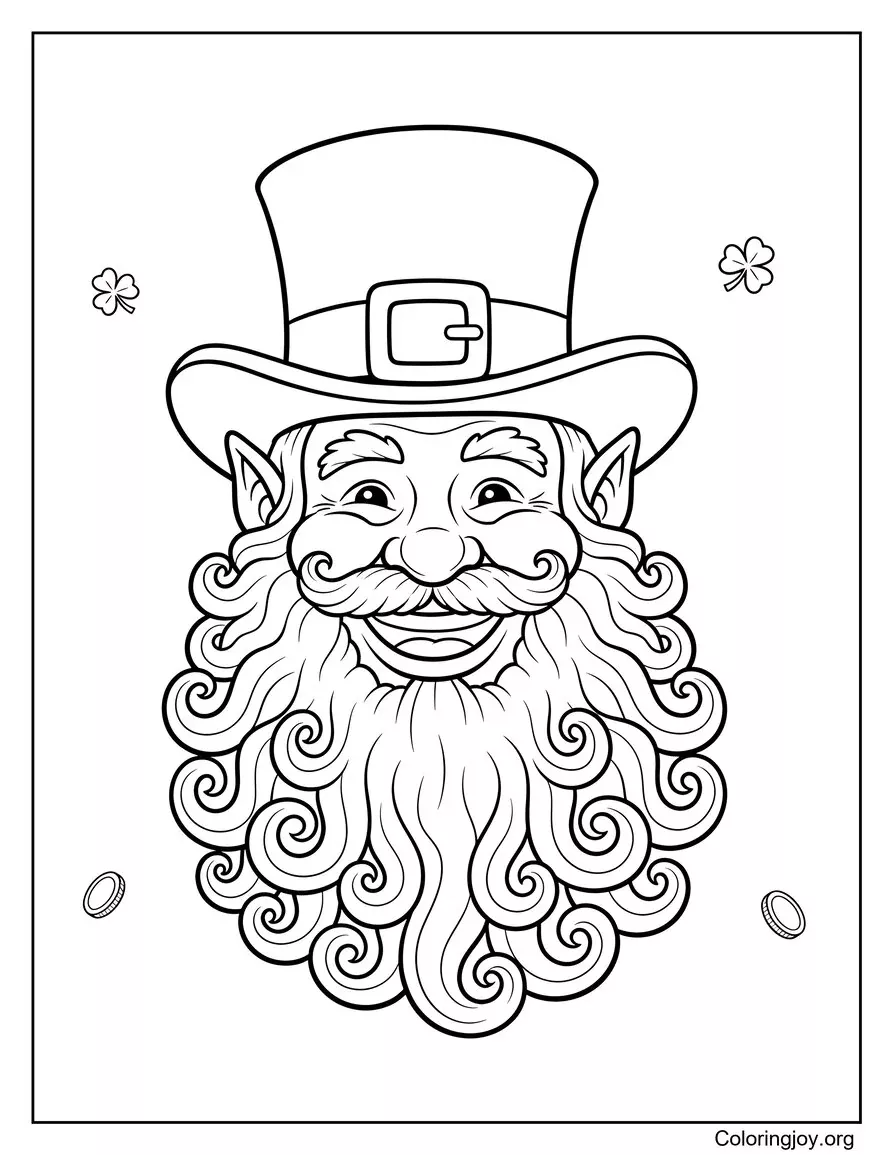 Leprechaun face with a big beard Outline