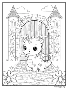 Guardian Dragon Standing at Castle Gate