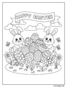 Happy Easter Coloring Page