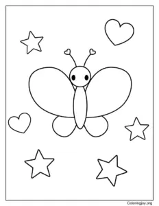 Heart Butterfly Coloring Page