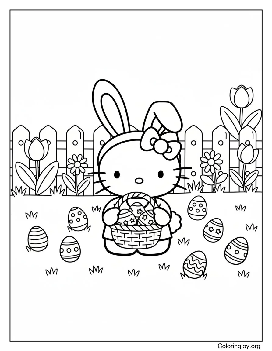 Bunny Hides Eggs in Garden